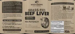 Label for Grass-Fed Beef Liver 4500 mg