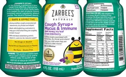 Label for Cough Syrup + Mucus & Immune Natural Berry Flavor