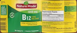 Label for B12 1000 mcg