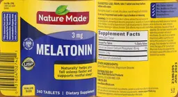 Label for Melatonin 3 mg