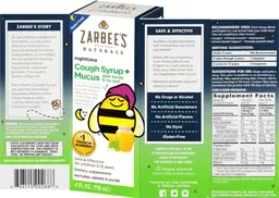 Label for Cough Syrup + Mucus Natural Grape Flavor