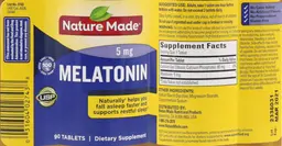 Label for Melatonin 5 mg