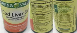 Label for Cod Liver Oil Plus Vitamins A & D3