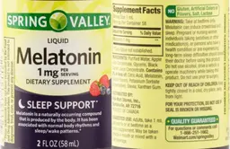 Label for Liquid Melatonin 1 mg