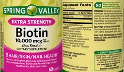 Label for Biotin 10,000 mcg plus Keratin