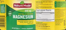 Label for Extra Strength Magnesium 400 mg