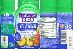 Label for Melatonin 1.5 mg Natural Tropical Peach Flavor