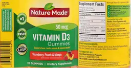 Label for Vitamin D3 Gummies 50 mcg