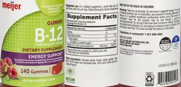 Label for B-12 1000 mcg Gummy Natural Raspberry Flavor