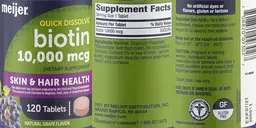 Label for Biotin 10,000 mcg Grape Flavor
