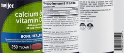 Label for Calcium & Vitamin D