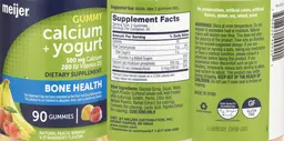 Label for Calcium + Yogurt Gummy