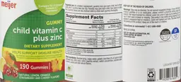 Label for Child Vitamin C plus Zinc Gummy