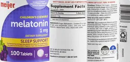 Label for Children's Chewable Melatonin 1 mg