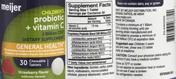 Label for Children's Probiotic + Vitamin C 1 Billion CFU Strawberry Flavor