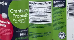 Label for Cranberry + Probiotic