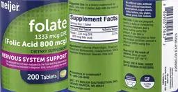 Label for Folate 1333 mcg DFE (Folic Acid 800 mcg)