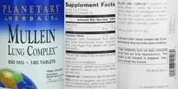Label for Mullein Lung Complex 850 mg