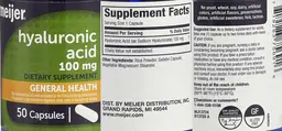 Label for Hyaluronic Acid 100 mg