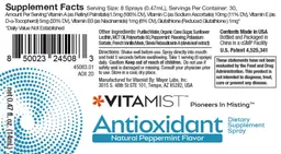 Label for Antioxidant Natural Peppermint Flavor