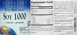 Label for Full Spectrum Soy 1000 1,000 mg