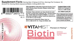 Label for Biotin Peppermint Vanilla Flavor