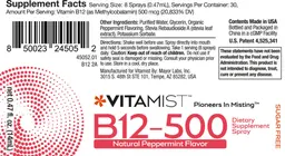 Label for B12-500 Natural Peppermint Flavor