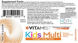 Label for Kids Multi Orange Vanilla Flavor