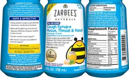 Label for Cough Syrup + Mucus, Throat & Nasal Natural Grape Flavor