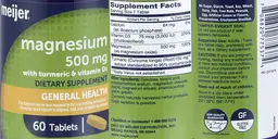 Label for Magnesium 500 mg