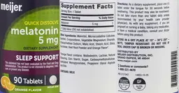 Label for Melatonin 5 mg Orange Flavor
