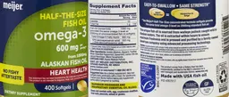 Label for Omega-3 600 mg