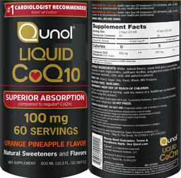 Label for Liquid CoQ10 100 mg Orange Pineapple Flavor