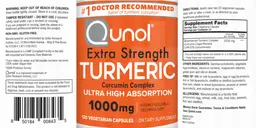 Label for Extra Strength Turmeric Curcumin Complex 1000 mg
