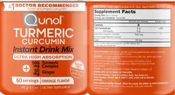 Label for Turmeric Curcumin Instant Drink Mix Orange Flavor