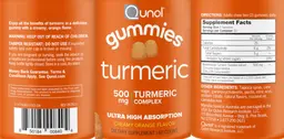 Label for Turmeric Gummies 500 mg Creamy Orange Flavor