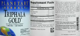 Label for Triphala Gold 1,000 mg