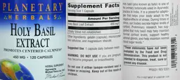 Label for Holy Basil Extract 450 mg