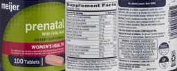 Label for Prenatal with Folic Acid