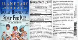 Label for Loquat Respiratory Syrup For Kids