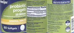 Label for Probiotic Progels 10 Billion