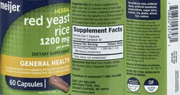 Label for Red Yeast Rice 1200 mg