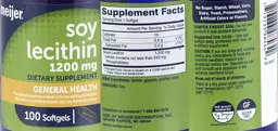 Label for Soy Lecithin 1200 mg