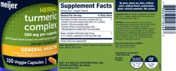 Label for Turmeric Complex 550 mg