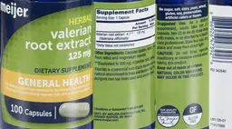 Label for Valerian Root Extract 125 mg