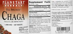 Label for Full Spectrum Chaga 1,000 mg