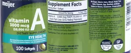 Label for Vitamin A 3000 mcg (10,000 IU)