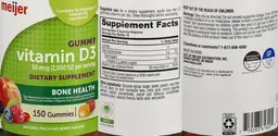Label for Vitamin D3 50 mcg (2,000 IU) Gummy