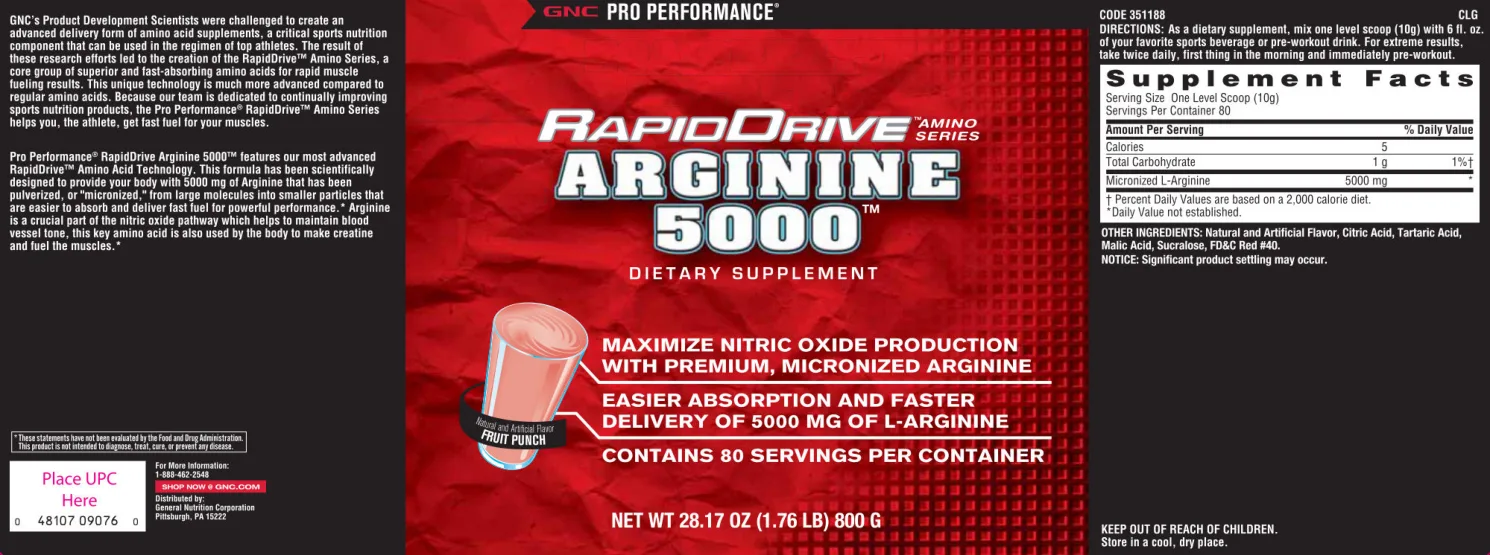 Label for RapidDrive Arginine 5000 Fruit Punch