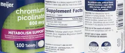 Label for Chromium Picolinate 800 mcg